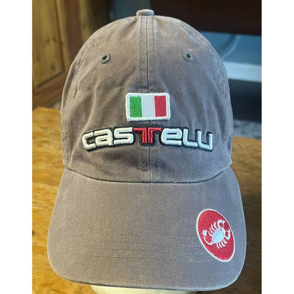 Castelli Cycling Baseball Cap One Size Adjustable Gray Italian Flag Bike Italy